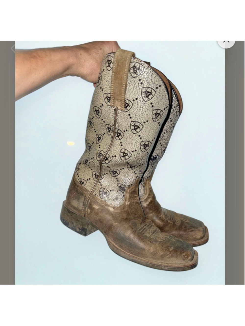 Ariat Western Boots Brown Beige Size 6.5B